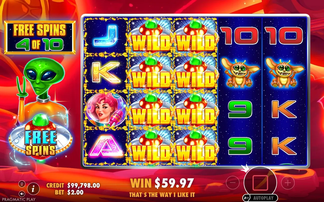 Giro gratis 4 de 10: dos columnas completas de símbolos WILD apilados dejan una ganancia de $59.97